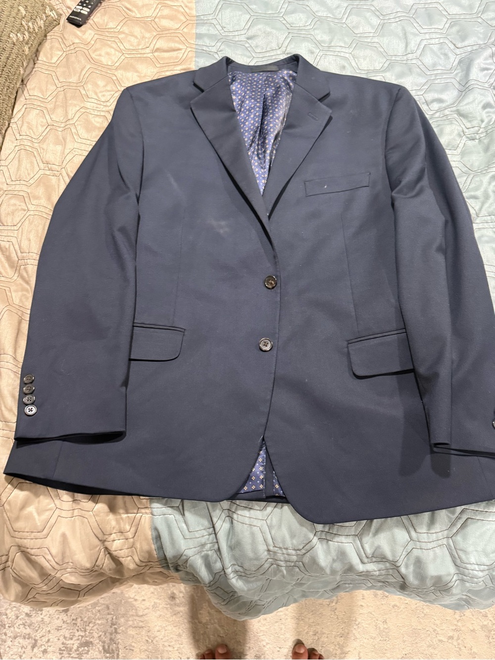 Lauren Ralph Lauren Blazer Mens 46R Blue Polyester Blend Two Button Sport Coat